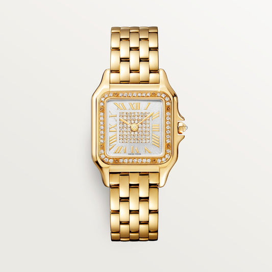 Cartier Panthère Medium Yellow Gold Silver Sunray Dial Bracelet CRWJPN0085