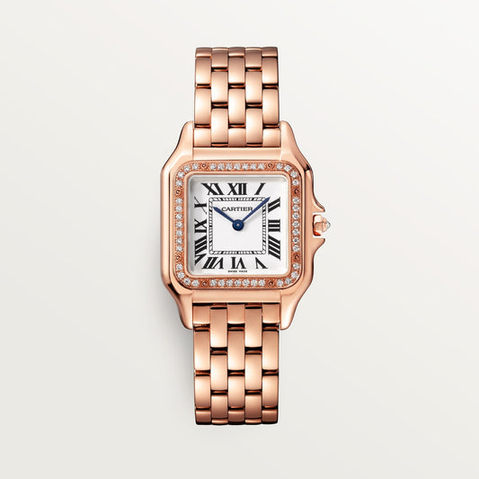 Cartier Panthère 27 mm Rose Gold Silver Dial Bracelet WJPN0009