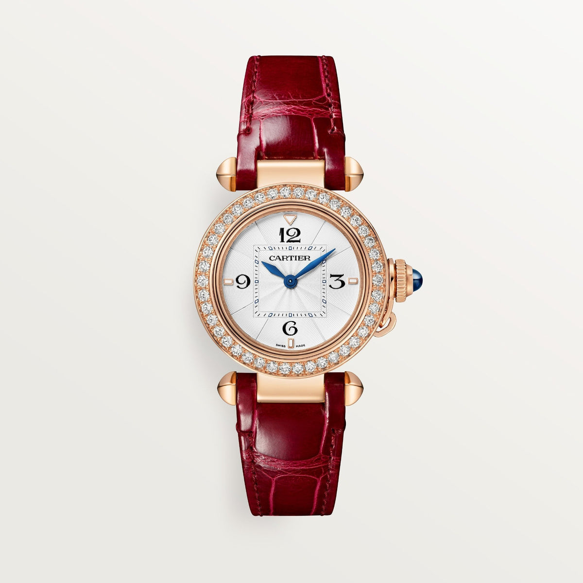 Cartier Pasha 30 mm Rose Gold Opaline Silver Dial Strap WJPA0017