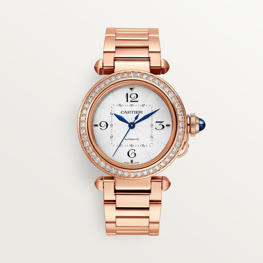 Cartier Pasha 35 mm Silver 18k Rose Gold Bracelet WJPA0013