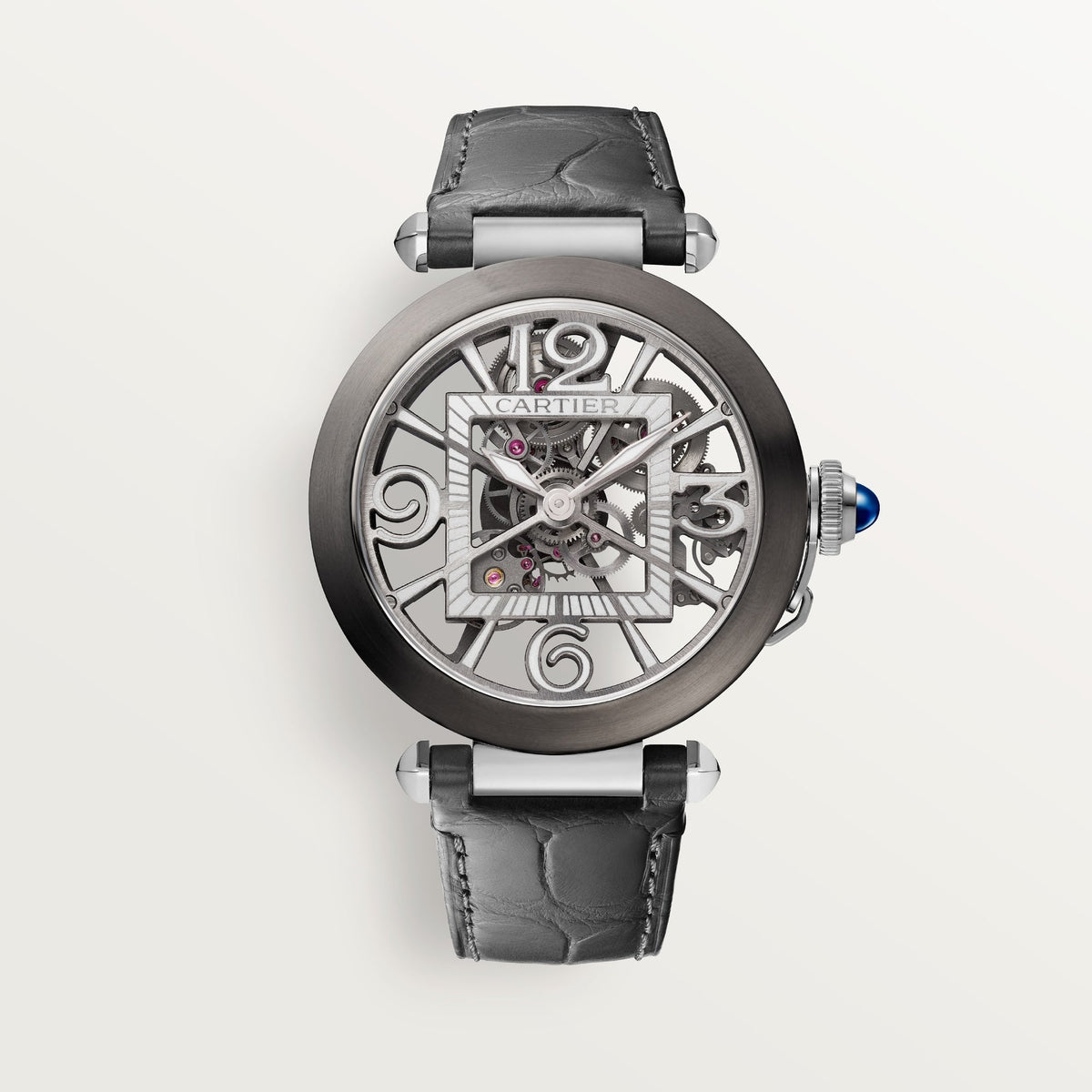 Cartier Pasha 41 mm Steel Dark Grey Dial Strap WHPA0017