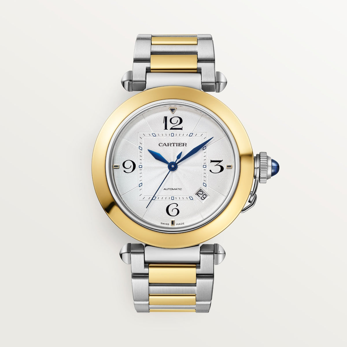 Cartier Pasha 41 mm Yellow Gold Silver Dial Bracelet W2PA0009
