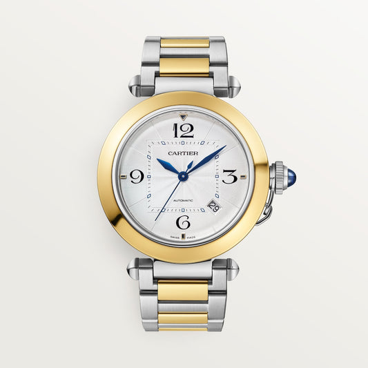 Cartier Pasha 41 mm Yellow Gold Silver Dial Bracelet W2PA0009