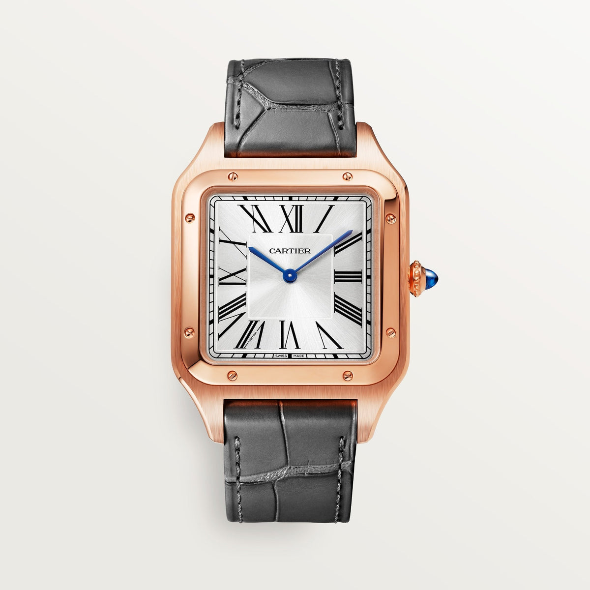 Cartier Santos Extra Large Rose Gold Silver Dial Strap WGSA0032
