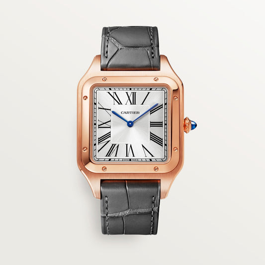 Cartier Santos Extra Large Rose Gold Silver Dial Strap WGSA0032