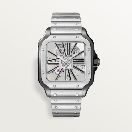 Cartier Santos 28 x 28 mm Steel Grey Dial Bracelet WHSA0027