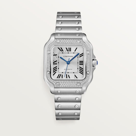 Cartier Santos Medium Steel Sunray Dial Steel Bracelet W4SA0005