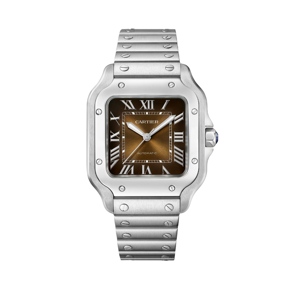 Cartier Santos Medium Steel Brown Sunray Dial Bracelet WSSA0065