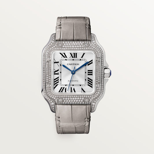 Cartier Santos Medium 35.1 mm White Gold Sunray Dial Strap WJSA0014