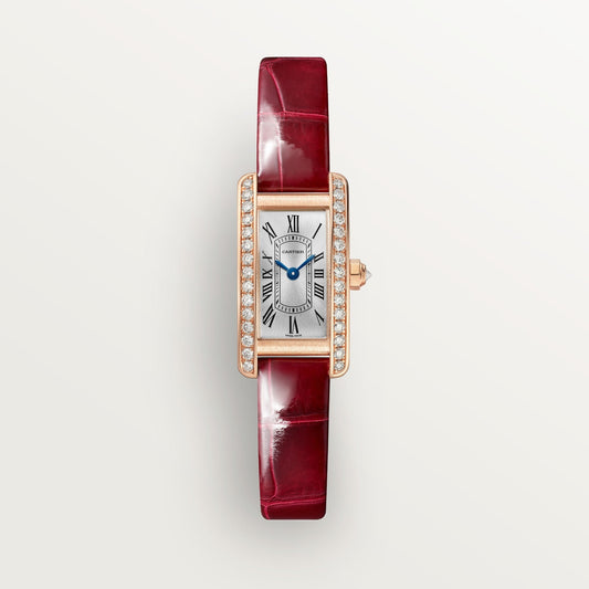 Cartier Tank Américaine Mini Rose Gold Silver Dial Strap WJTA0041
