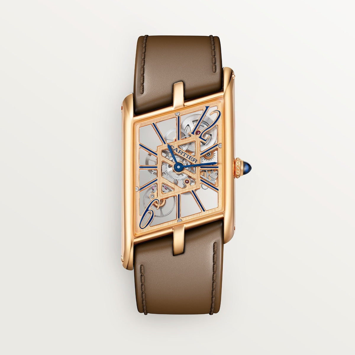 Cartier Tank Asymétrique 47.5 mm Rose Gold Blue Dial Strap WHTA0019