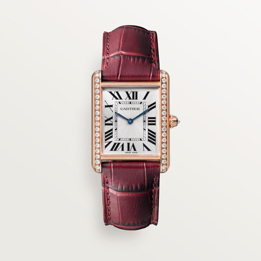 Cartier Tank Louis Large Rose Gold Silver Dial Strap WJTA0038