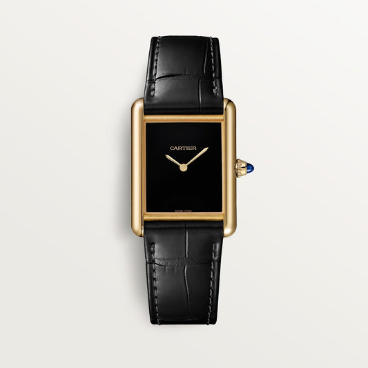 Cartier Tank Louis Large Yellow Gold Black Lacquer Dial Strap WGTA0091