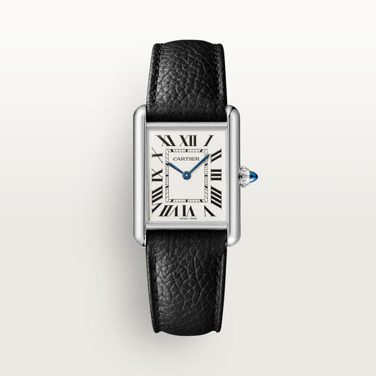 Cartier Tank Must Large Steel Silver Dial Black Strap WSTA0109