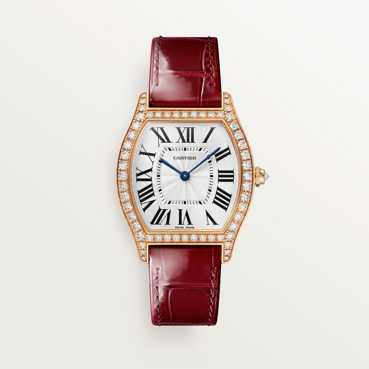 Cartier Tortue Medium Rose Gold Silver Dial Strap WJTO0009