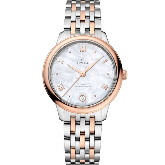 Omega De Ville Prestige 34 mm Steel Sedna™ Gold White Dial Bracelet 434.20.34.20.05.001