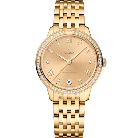 Omega De Ville Prestige 34 mm Yellow Gold Yellow Dial Bracelet 434.55.34.20.58.001