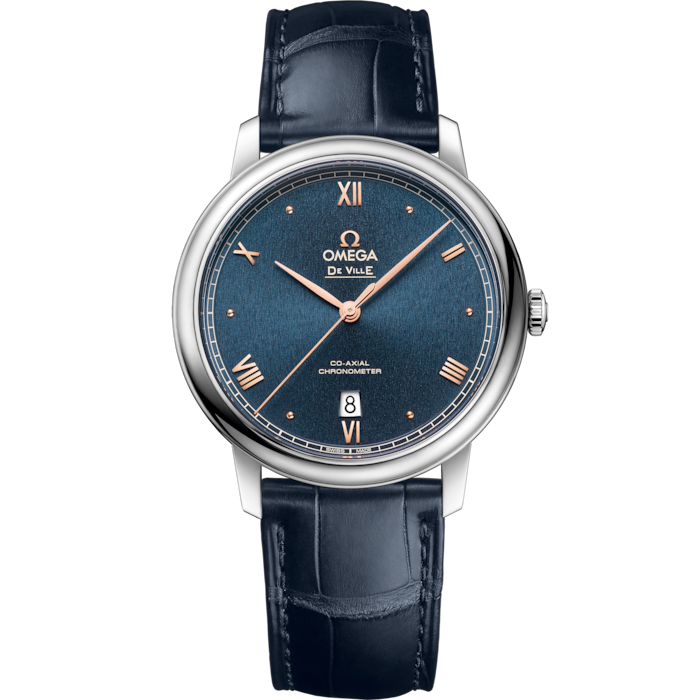 Omega De Ville Prestige 39.5 mm Steel Blue Dial Strap 424.13.40.20.03.004
