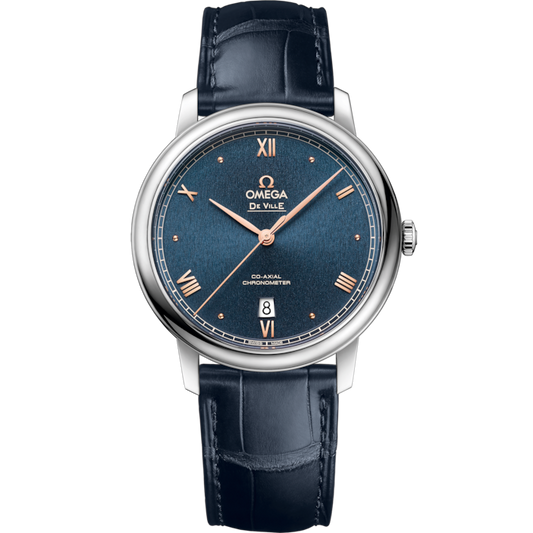 Omega De Ville Prestige 39.5 mm Steel Blue Dial Strap 424.13.40.20.03.004