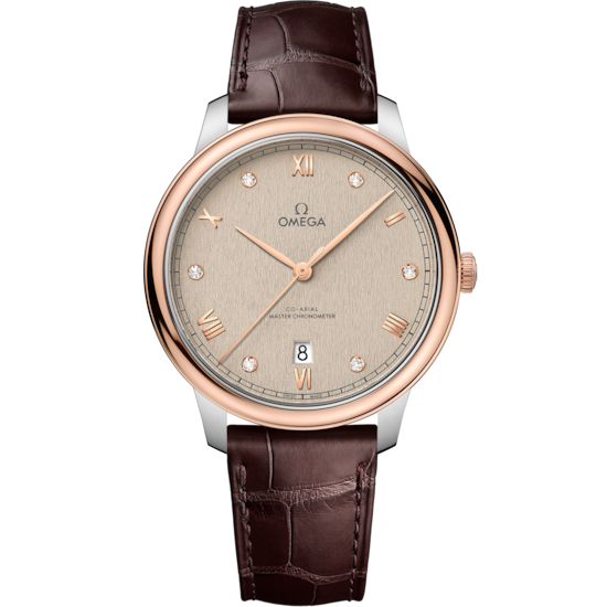 Omega De Ville Prestige 40 mm Rose Gold Linen Dial Strap 434.23.40.20.59.001