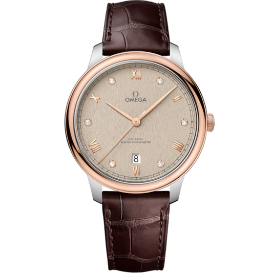 Omega De Ville Prestige 40 mm Rose Gold Linen Dial Strap 434.23.40.20.59.001