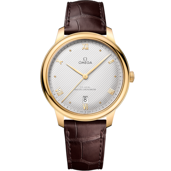 Omega De Ville Prestige 40 mm Gold Silver Dial Strap 434.53.40.20.02.002