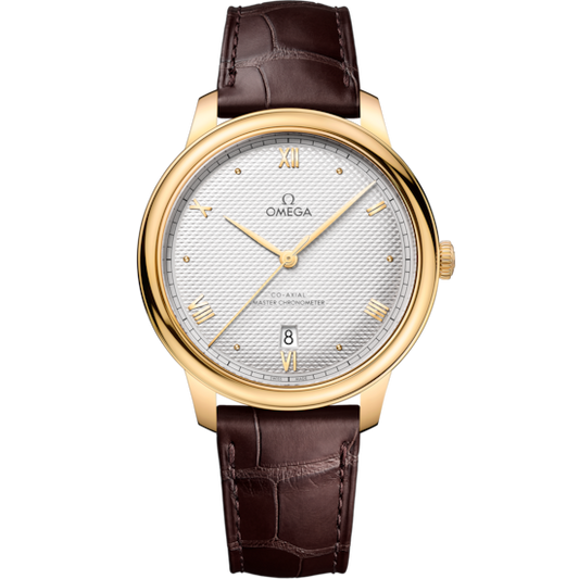 Omega De Ville Prestige 40 mm Gold Silver Dial Strap 434.53.40.20.02.002