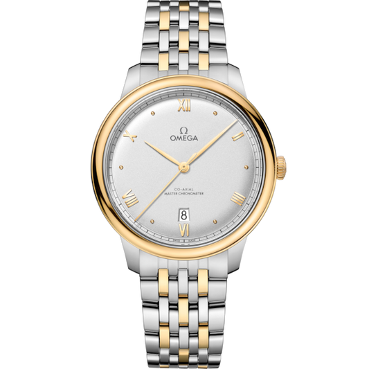 Omega De Ville Prestige 40 mm Steel Yellow Gold Silver Dial Bracelet 434.20.40.20.02.002