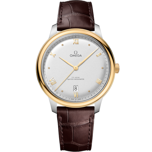 Omega De Ville Prestige 40 mm Steel Yellow Gold Silver Dial Strap 434.23.40.20.02.002