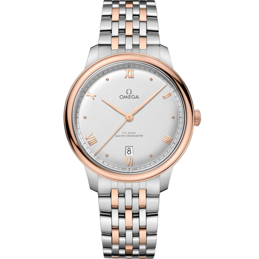 Omega De Ville Prestige 40 mm Steel Rose Gold Silver Dial Bracelet 434.20.40.20.02.001