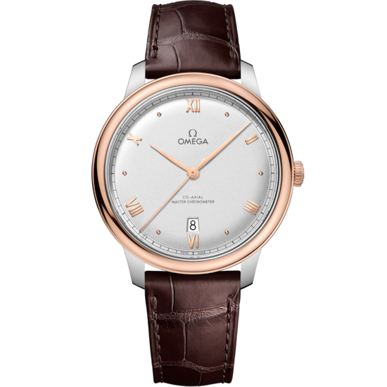Omega De Ville Prestige 40 mm Rose Gold Silver Dial Strap 434.23.40.20.02.001
