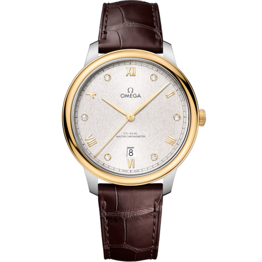 Omega De Ville Prestige 40 mm Steel Yellow Gold Silver Dial Strap 434.23.40.20.52.001