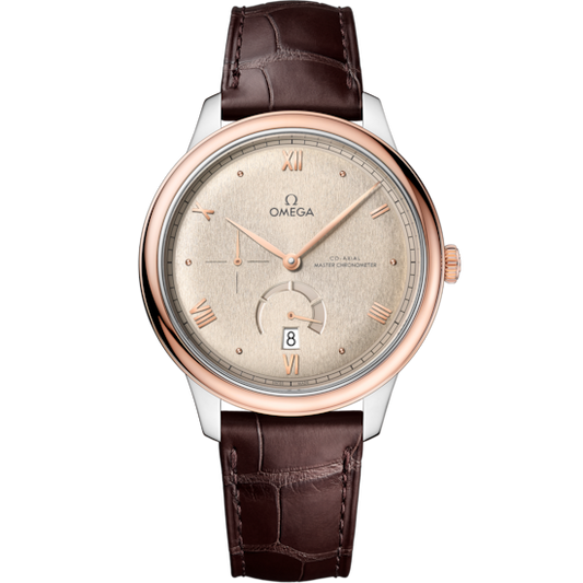Omega De Ville Prestige 41 mm Steel Rose Gold Linen Dial Strap 434.23.41.21.09.001