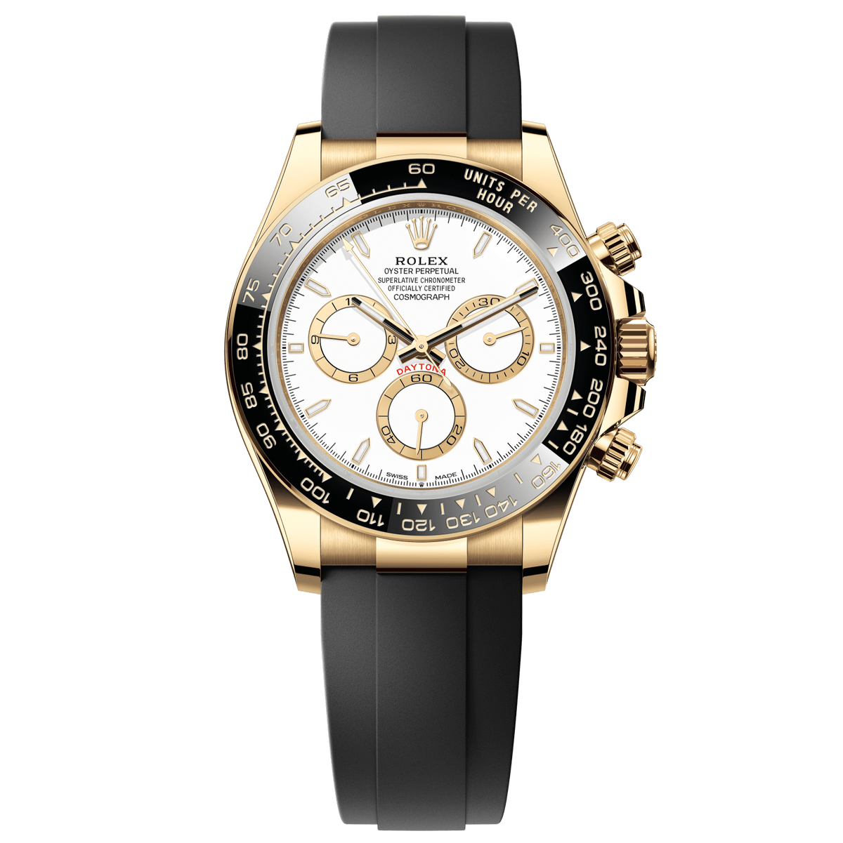 Rolex Cosmograph Daytona 40 mm 18 kt Yellow Gold White Oysterflex 126518ln-0002