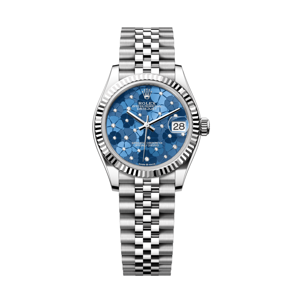Rolex Datejust 31 31 mm Steel White Gold Blue Diamond Dial Bracelet 278274-0036