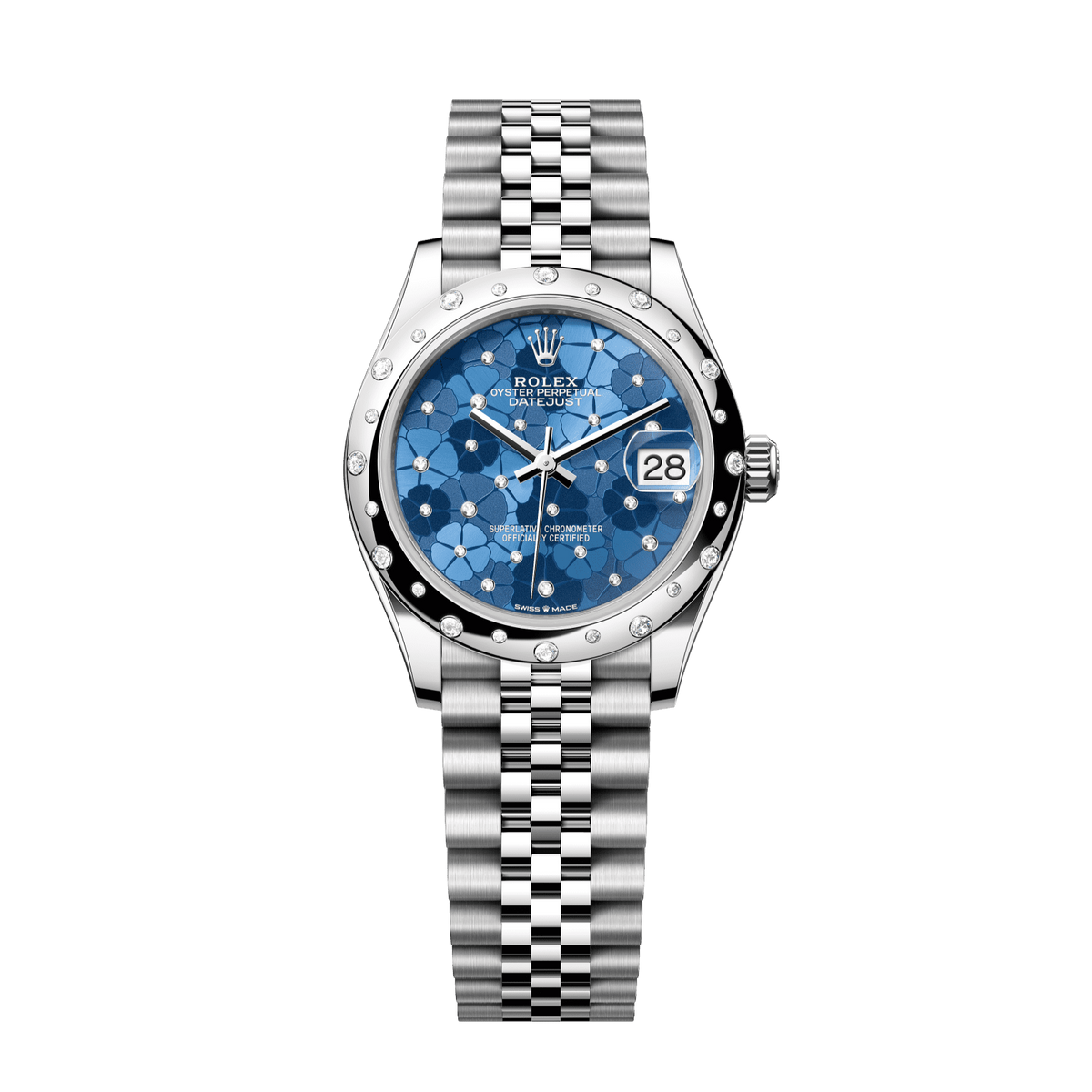 Rolex Datejust 31 mm Oystersteel White Gold Azzurro Blue Floral Diamond Dial Bracelet 278344rbr-0038
