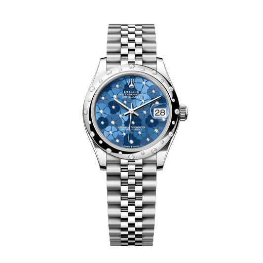 Rolex Datejust 31 mm Oystersteel White Gold Azzurro Blue Floral Diamond Dial Bracelet 278344rbr-0038