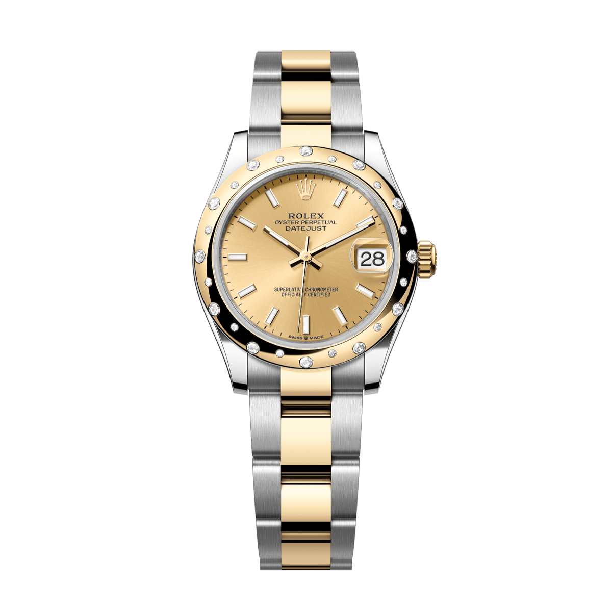 Rolex Datejust 31 mm Champagne Diamond Oystersteel Yellow Gold Oyster 278343rbr-0013