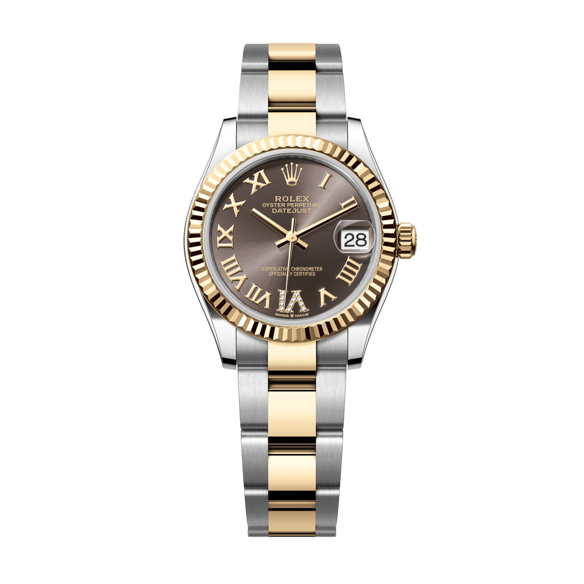 Rolex Datejust 31 mm Dark Grey Diamond Oystersteel Yellow Gold Oyster 278273-0017