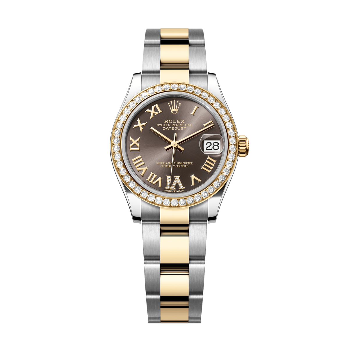 Rolex Datejust 31 mm Dark Grey Diamonds 18k Yellow Gold Oyster 278383rbr-0017