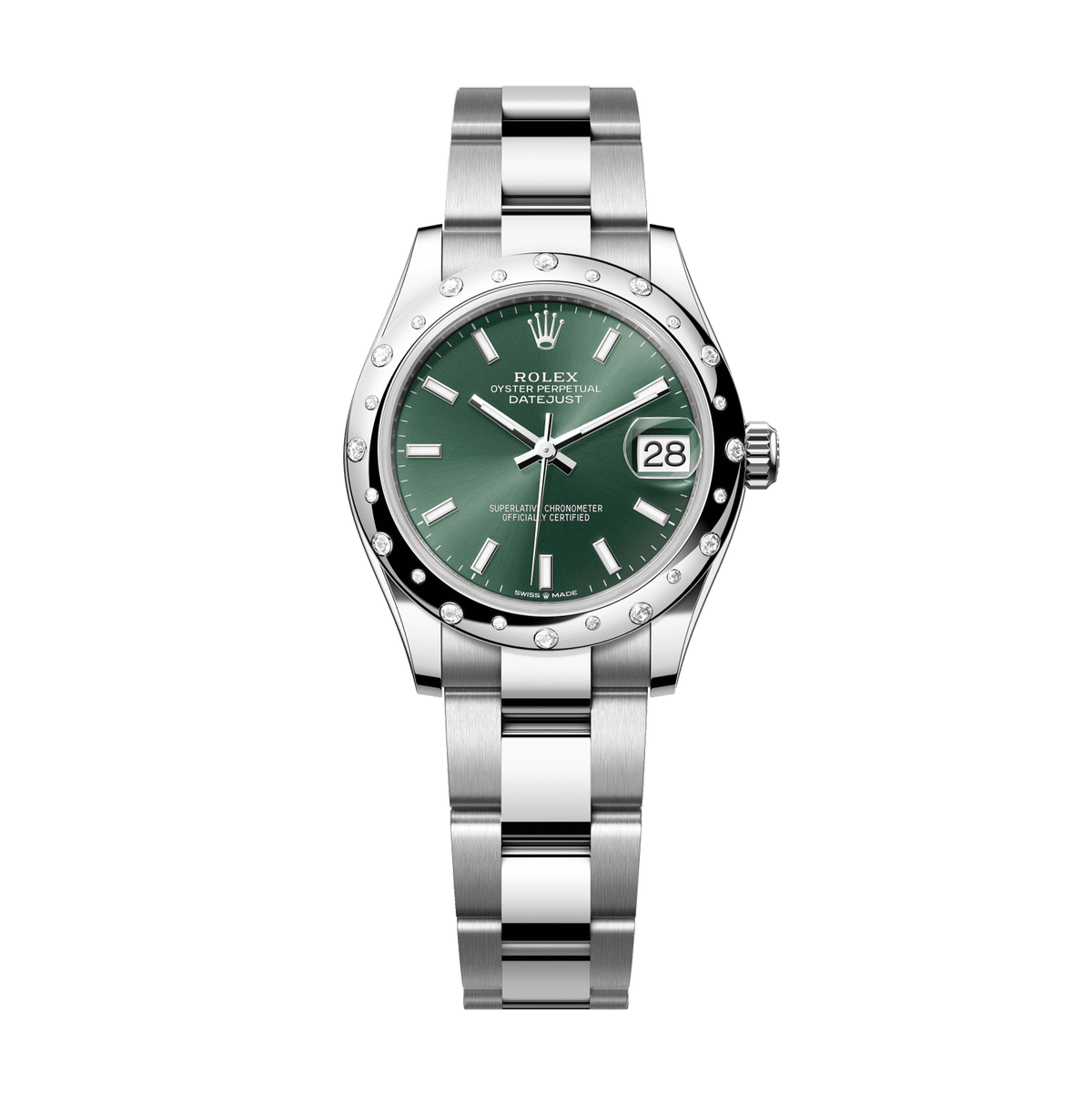 Rolex Datejust 31 mm Mint Green Oystersteel White Gold Diamond Oyster 278344rbr-0019