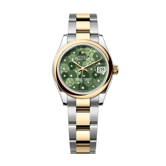 Rolex Datejust 31 mm Olive Green Floral Diamonds Oystersteel 18k Yellow Gold 278243-0031