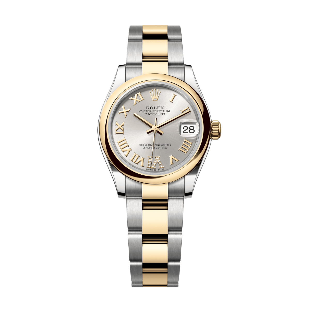 Rolex Datejust 31 mm Silver Diamonds Oystersteel 18k Yellow Gold 278243-0003