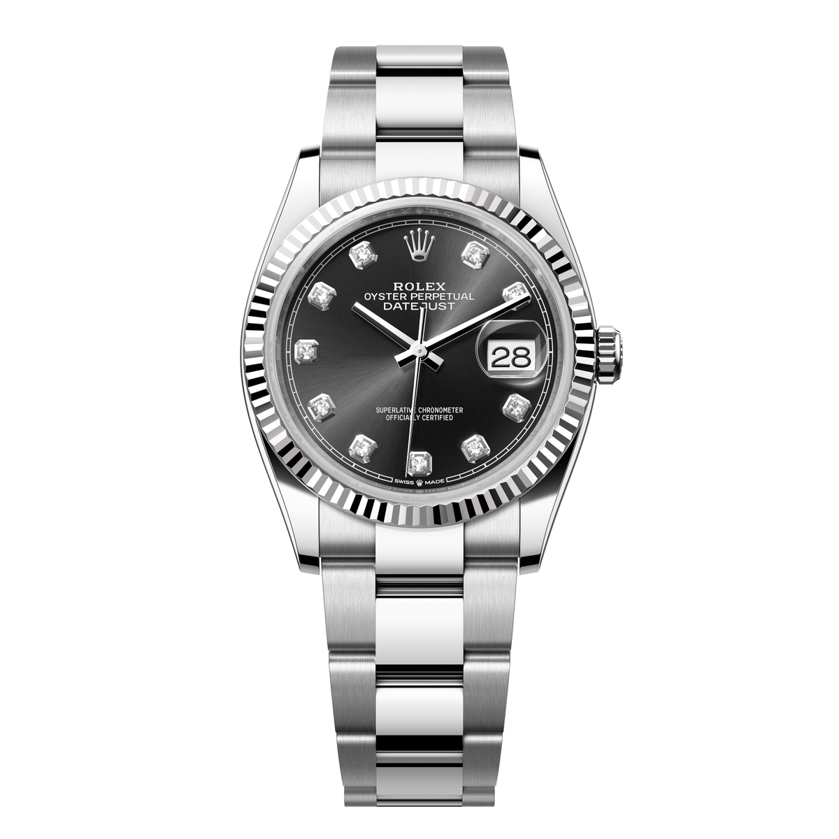 Rolex Datejust 36 mm Oystersteel White Gold Bright Black Oyster 126234-0028
