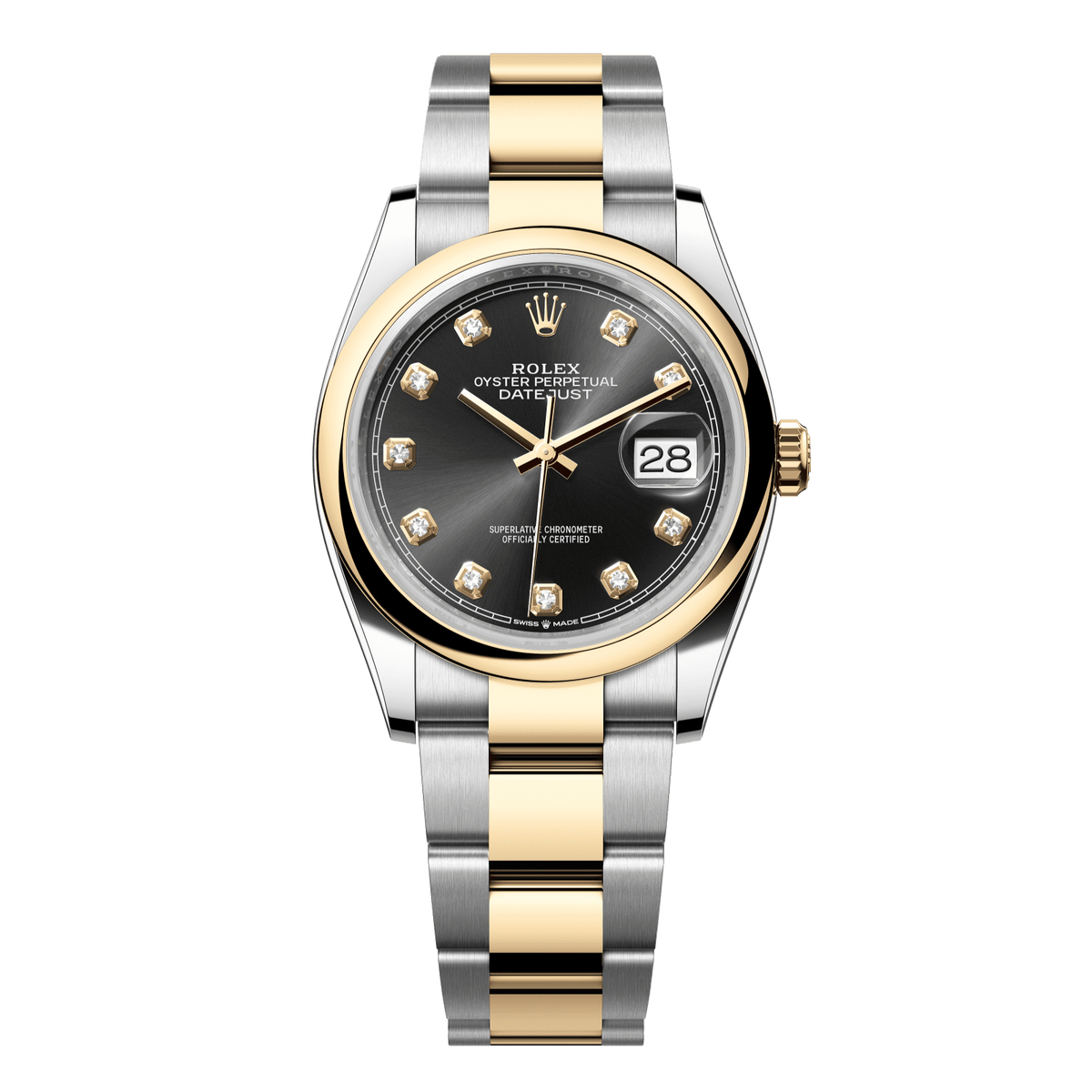 Rolex Datejust 36 mm Steel Yellow Gold Black Diamond Oyster 126203-0022