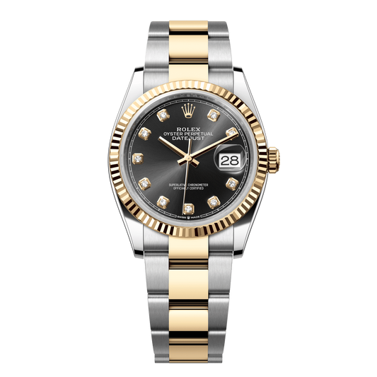 Rolex Datejust 36 mm Bright Black Diamonds 18k Yellow Gold Oyster 126233-0022