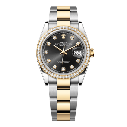 Rolex Datejust 36 mm Bright Black Diamonds 18k Yellow Gold Oyster 126283rbr-0008