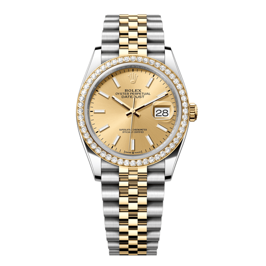 Rolex Datejust 36 mm Champagne Diamonds 18k Yellow Gold Jubilee 126283rbr-0001