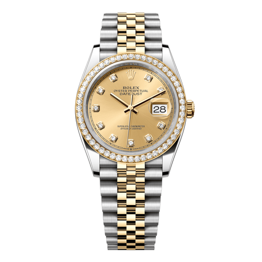 Rolex Datejust 36 mm Champagne Diamonds 18k Yellow Gold Jubilee 126283rbr-0003