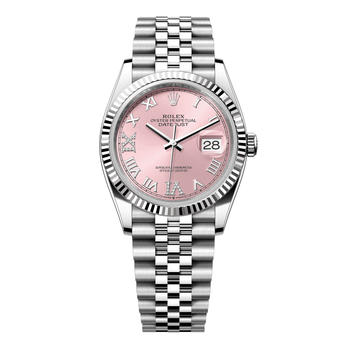 Rolex Datejust 36 mm Oystersteel and White Gold Pink Diamond Jubilee 126234-0031